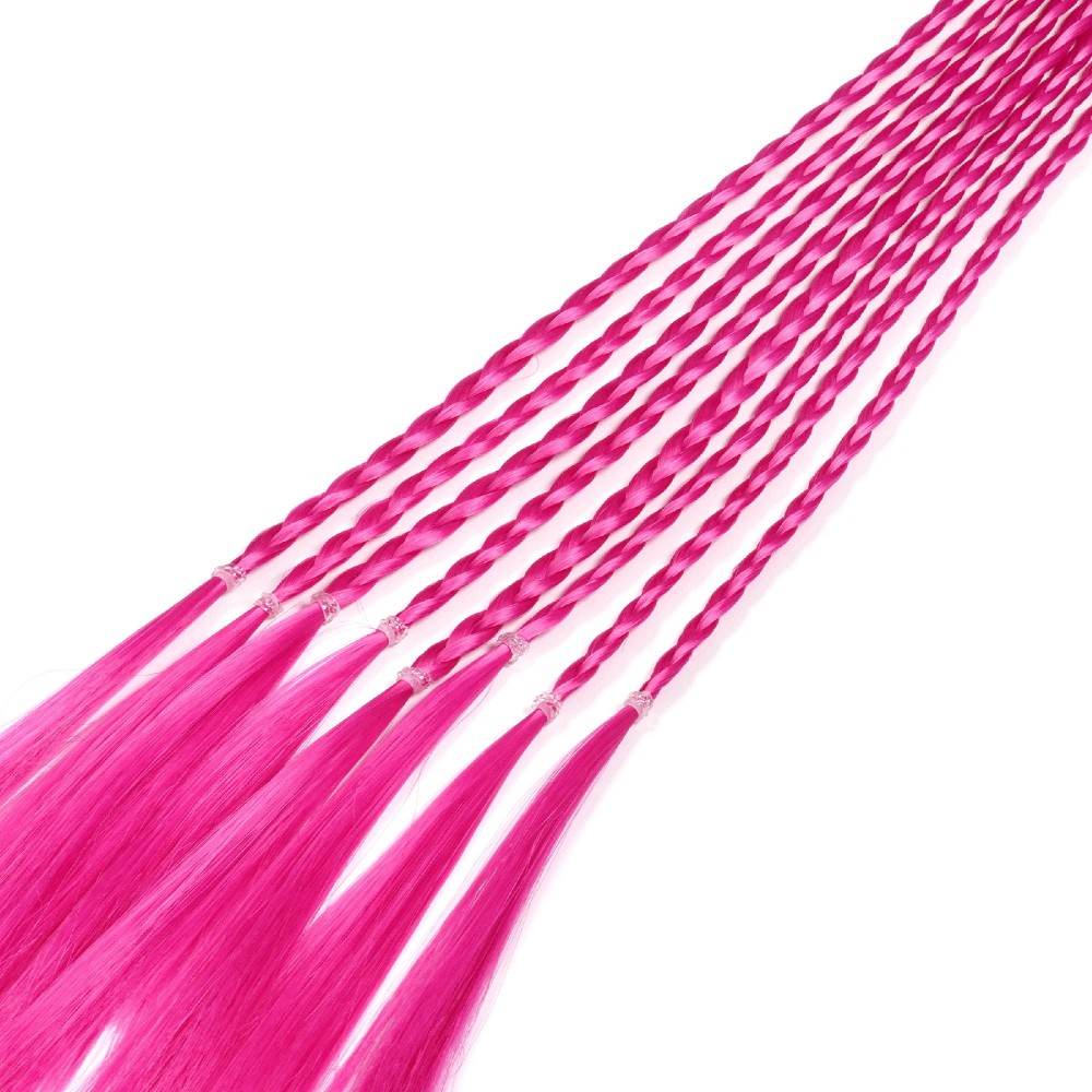 Резинка с косичками 40см 8шт малинова (31413) 2