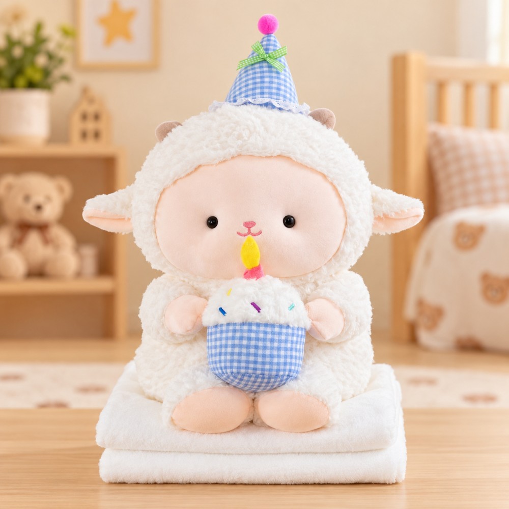 Мягкая игрушка-плед-подушка Ягненок с кексом 3в1 40см (33050) 3