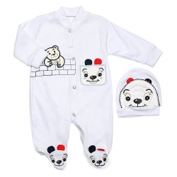 Набір чоловічків для новонароджених з шапочкою білий 3шт (19819)