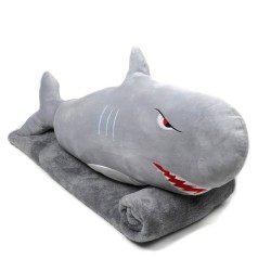 Плед-подушка іграшка 3в1 акула (28136) сіра (75см)