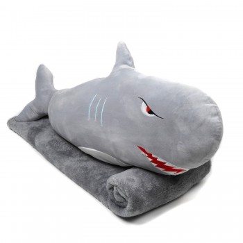 Плед-подушка игрушка 3в1 акула (28136) серая (75см)