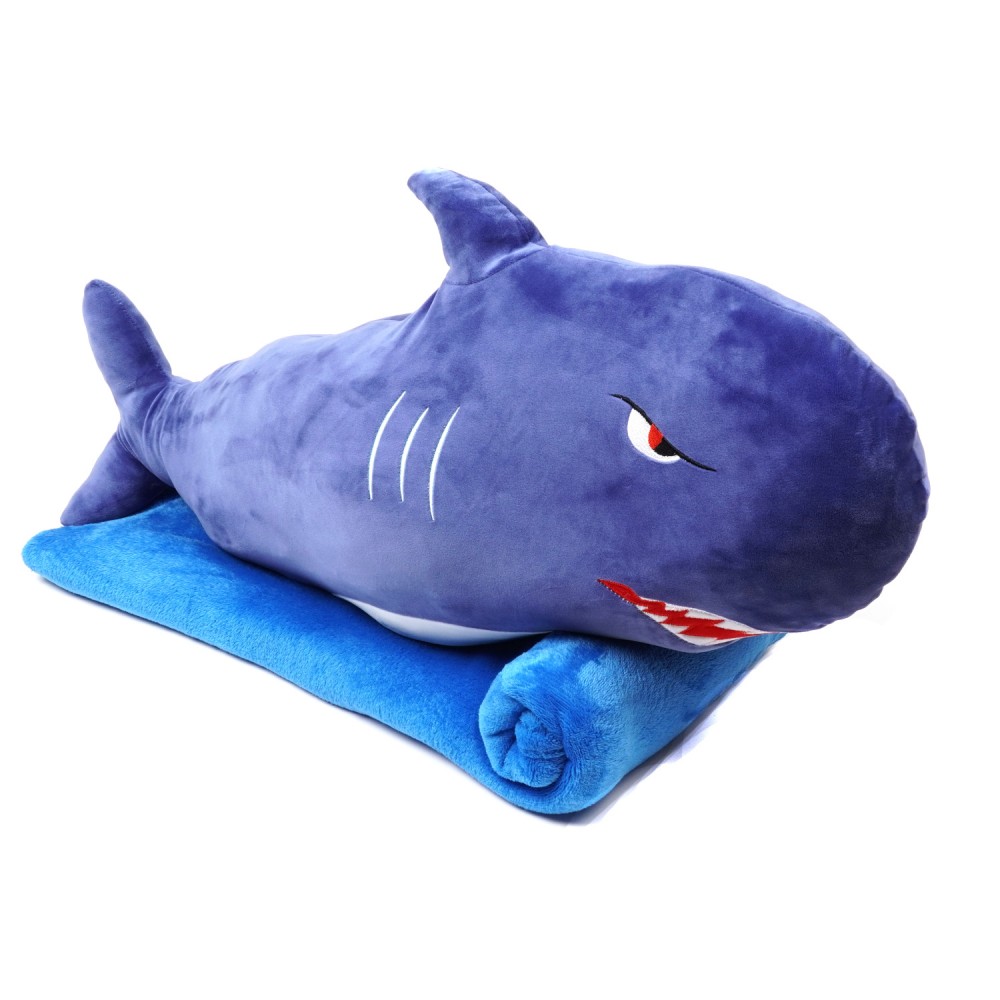 Плед-подушка игрушка 3в1 акула (28137) синяя (75см) 3