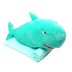 Плед-подушка игрушка 3в1 акула (28138) бирюзовая (75см)