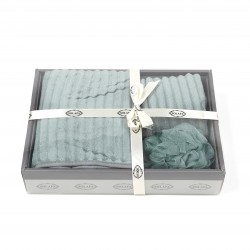 Набор банный подарочный 3 позиции из микрофибры (30042) светло бирюзовый