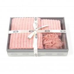 Набір подарунковий банний 3 позиції з мікрофібри (30043) персиковий 