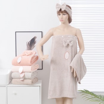 Комплект банный из микрофибры с чалмой (31154) кремовый+космитическая повязка