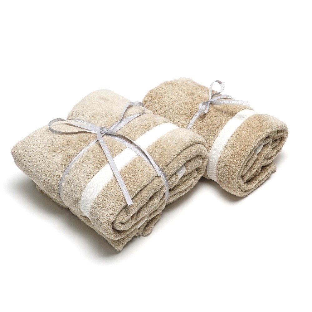 Набор полотенец из микрофибры лицо+баня в подарочной сумке (32125) бежевый 2