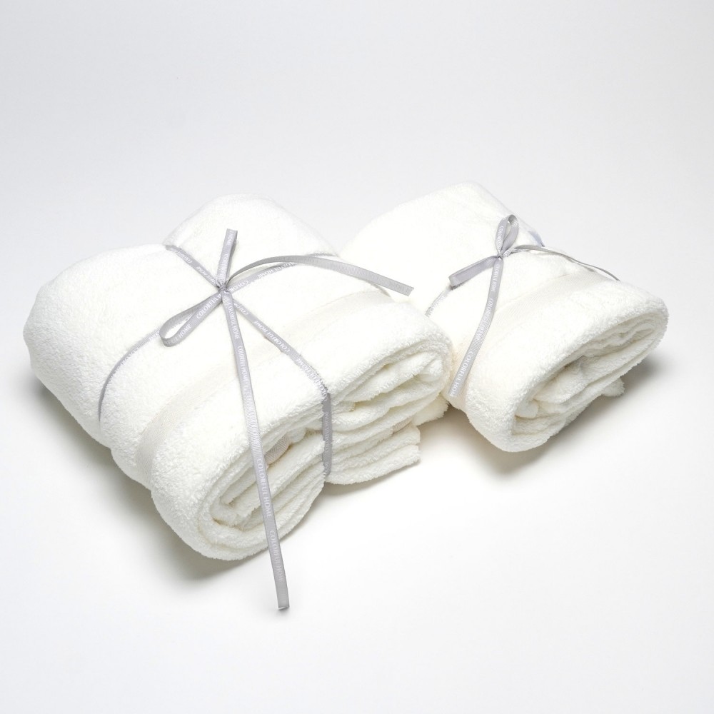 Набор полотенец из микрофибры лицо+баня в подарочной сумке (32128) белый 2