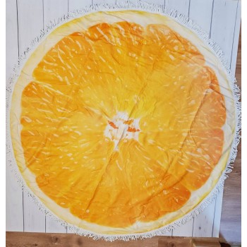 Круглое пляжное полотенце с бахромой Ø150см (19628) апельсин