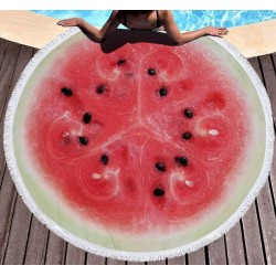 Круглий пляжний рушник з бахромою Ø150см (20993) кавун