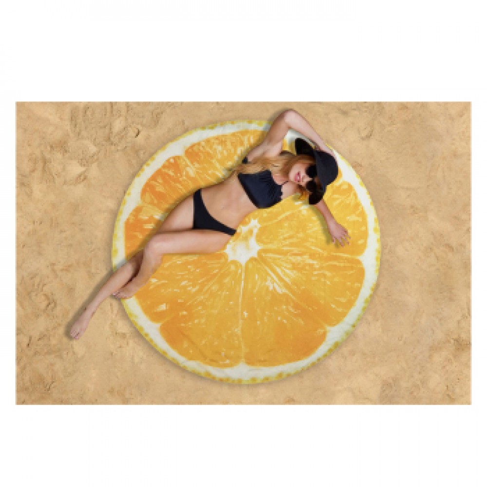 Круглое пляжное полотенце с бахромой Ø150см (22999) апельсин 2