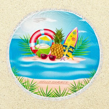 Круглое пляжное полотенце с бахромой Ø150см (23399) остров