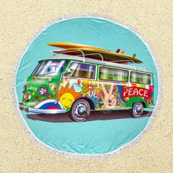 Круглий пляжний рушник з бахромою Ø150см (23404) мікроавтобус