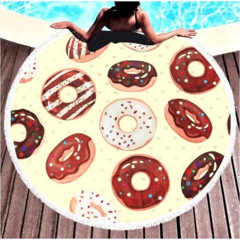 Круглое пляжное полотенце с бахромой Ø150см (23406) пончик