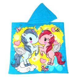 Дитячий пляжний рушник пончо 60х120 см з капюшоном (27122)