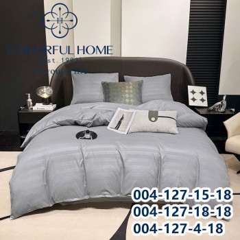 Постільна білизна Євро розмір сатин страйп з простирадлом на гумці (32269)