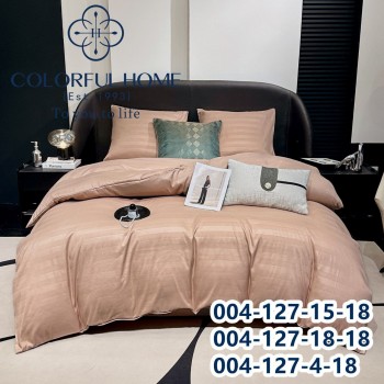 Постільна білизна Євро розмір сатин страйп з простирадлом на гумці (32270)