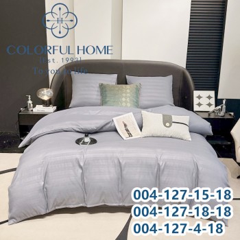 Постільна білизна Євро розмір сатин страйп з простирадлом на гумці (32275)