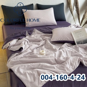 Комплект постільної білизни муслін жатка люкс з літньою ковдрою Євро розмір (32439)