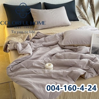 Комплект постільної білизни муслін жатка люкс з літньою ковдрою Євро розмір (32440)