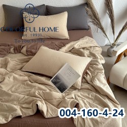 Комплект постільної білизни муслін жатка люкс з літньою ковдрою Євро розмір (32441)