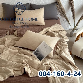 Комплект постільної білизни муслін жатка люкс з літньою ковдрою Євро розмір (32441)