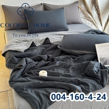 Комплект постільної білизни муслін жатка люкс з літньою ковдрою Євро розмір (32442)