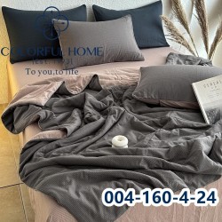 Комплект постельного белья муслин жатка люкс с летним одеялом Евро размер (32443)