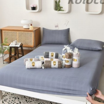 Муслиновая простынь на резинке 160х200+25см (32514) синяя