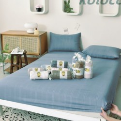 Муслинова простирадло на гумці 160х200+25см (32516) блакитна