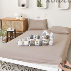 Муслиновая простынь на резинке 160х200+25см (32520) беж