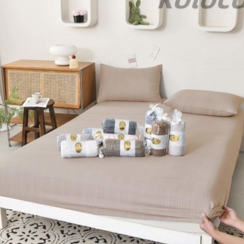 Муслиновая простынь на резинке 160х200+25см (32520) беж