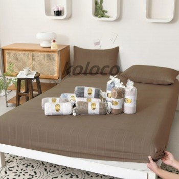 Муслиновая простынь на резинке 180х200+25см (32525) коричневая