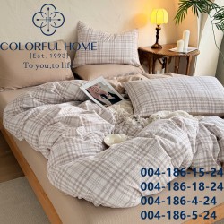 Комплект постельного белья муслин жатка люкс Евро размер c простынью на резинке (32650)