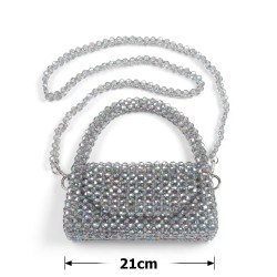 Сумка із сірих гренених хамелеонових намистин 8мм (31896)
