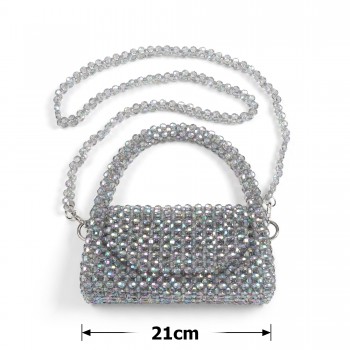 Сумка із сірих гренених хамелеонових намистин 8мм (31896)