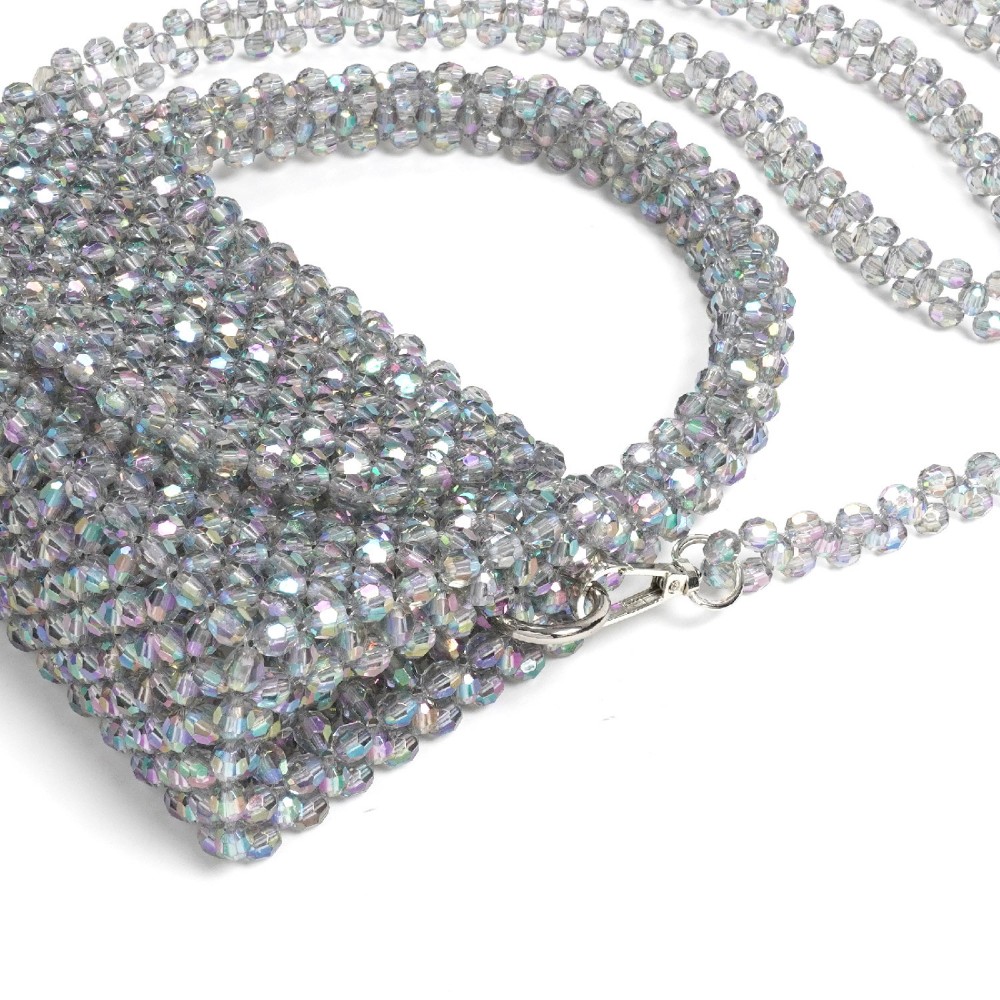 Сумка із сірих гренених хамелеонових намистин 8мм (31896) 2