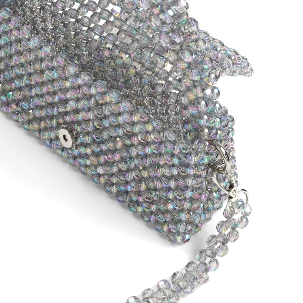 Сумка із сірих гренених хамелеонових намистин 8мм (31896) 4