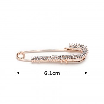 Брошка-булавка металлическая со стразами 6.1см (13149)