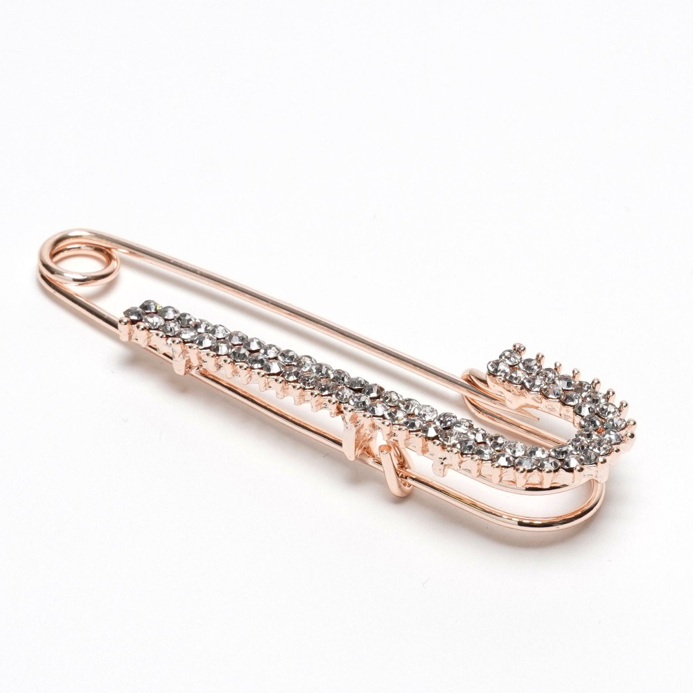 Брошка-булавка металлическая со стразами 6.1см (13149) 2