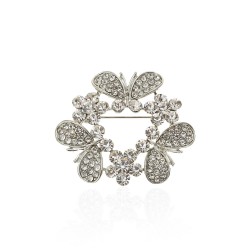 Брошка металева зі стразами Метелики 4.3см (13882)