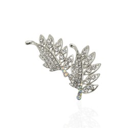 Брошка металева зі стразами Листки 5.3см (14016)