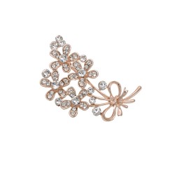 Брошка металева зі стразами Квітка 5.1см (14110)
