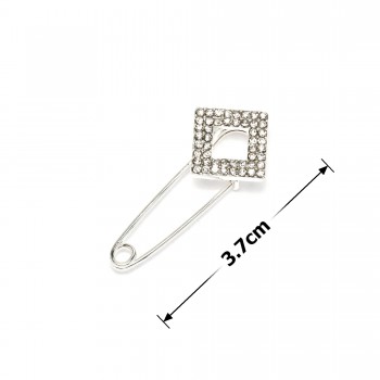 Брошка-шпилька металева зі стразами Ромб 3.7см (14857)