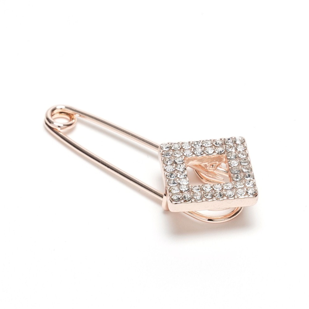 Брошка-булавка металлическая со стразами Ромб 3.8см (14857) 5