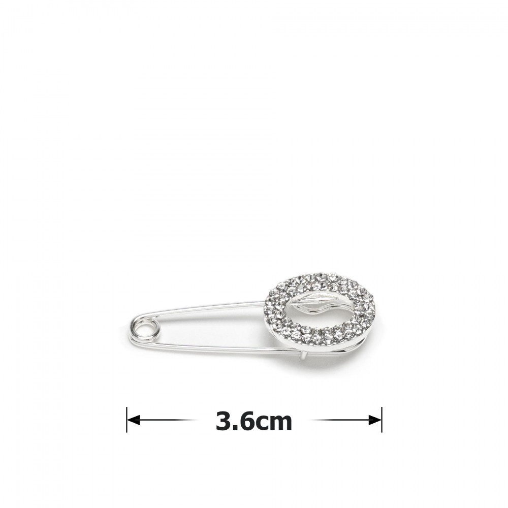 Брошка-булавка металлическая со стразами Овал 3.6см (14858) 2