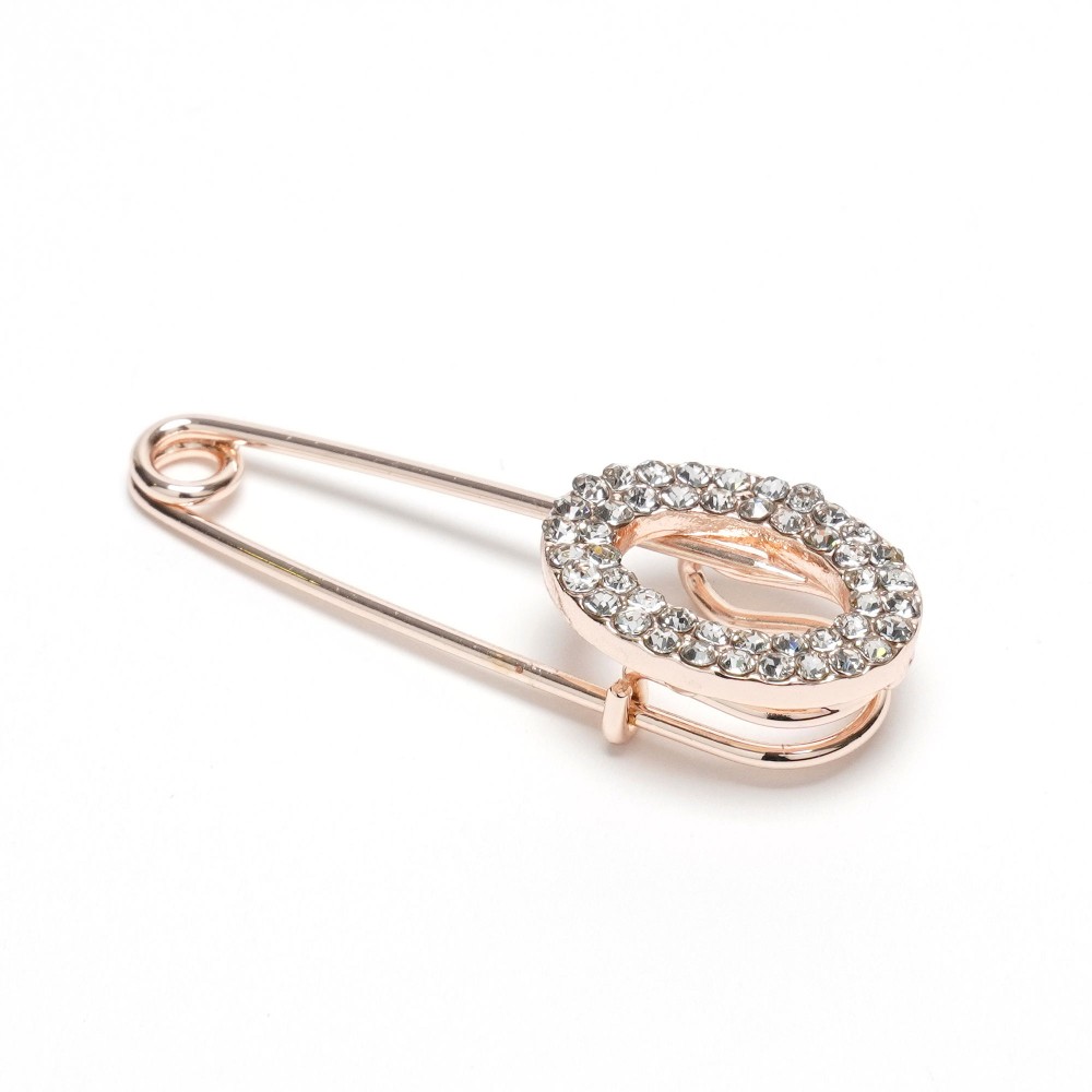 Брошка-булавка металлическая со стразами Овал 3.6см (14858) 5