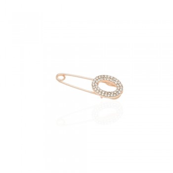 Брошка-шпилька металева зі стразами Овал 3.5см (14858)