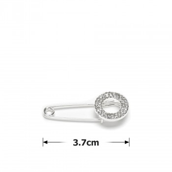 Брошка-булавка металлическая со стразами Круг 3.7см (14860)