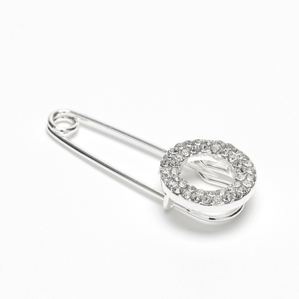 Брошка-булавка металлическая со стразами Круг 3.7см (14860) 2